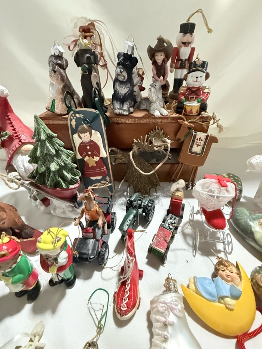 Vintage & Modern Mixed Christmas Ornaments Decor Wood Resin Glass Metal Ceramic